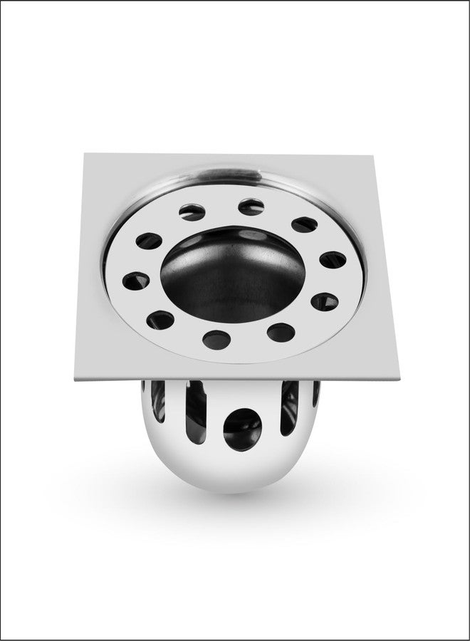 SANJAY CHILLY مصيدة صراصير أرضية من الفولاذ المقاوم للصدأ من سانجاي تشيلي مع فتحة أنبوب لتنظيف الحمام | مصفاة مياه صرف صحي من الدرجة 304 في حوض الاستحمام والمطبخ والمرحاض (مربع غجري 3 × 3 بوصة فضي) - Image 1